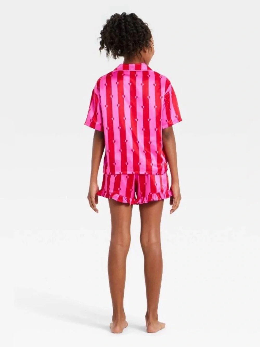Art class Pink & Red Striped Heart Short Pajama Set